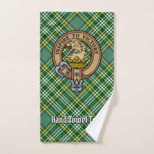 Clan Currie Lion Crest over Tartan Bath Towel Set