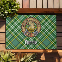 Clan Currie Lion Crest over Tartan