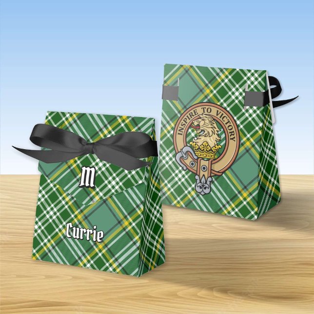 Clan Currie Lion Crest over Tartan Favour Box (Creator Uploaded)