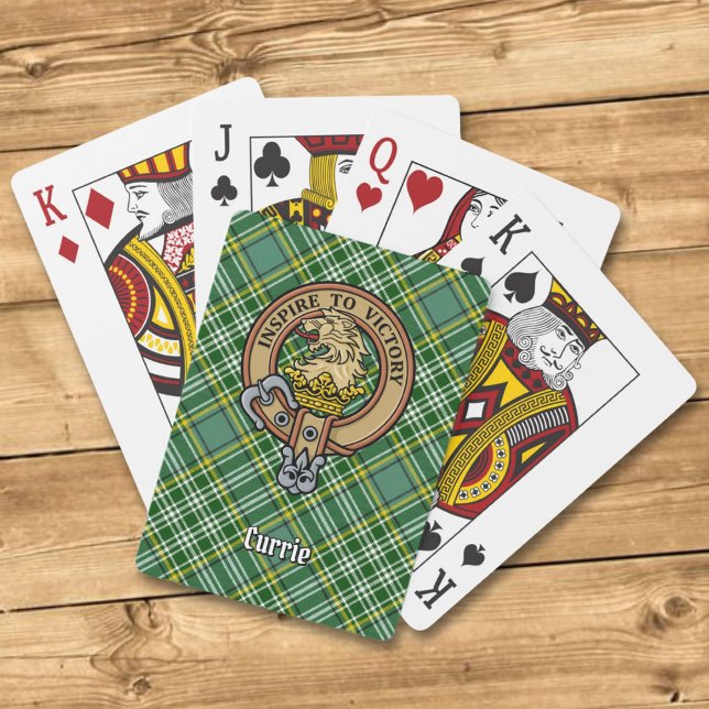 Clan Currie Lion Crest over Tartan Playing Cards (Creator Uploaded)