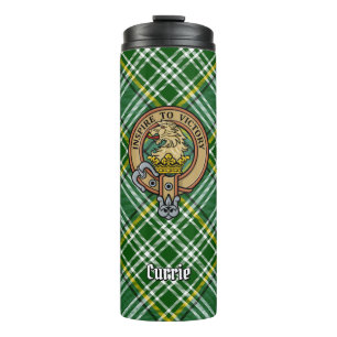 Clan Currie Lion Crest over Tartan Thermal Tumbler