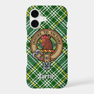 Clan Currie Rooster Crest over Tartan