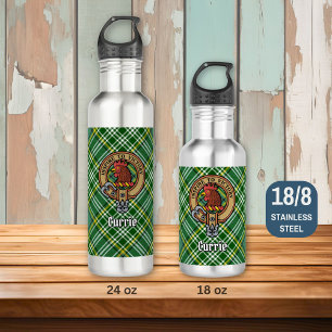Clan Currie Rooster Crest over Tartan 710 Ml Water Bottle