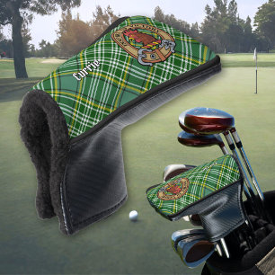 Clan Currie Rooster Crest over Tartan Golf Head Co Cover