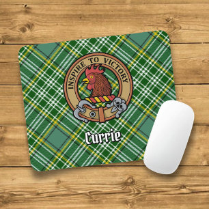 Clan Currie Rooster Crest over Tartan Mouse Mat