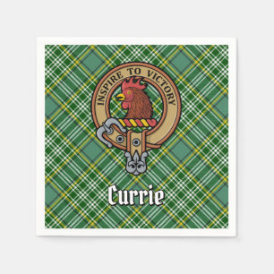 Clan Currie Rooster Crest over Tartan Napkin