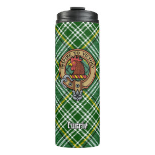 Clan Currie Rooster Crest over Tartan Thermal Tumbler