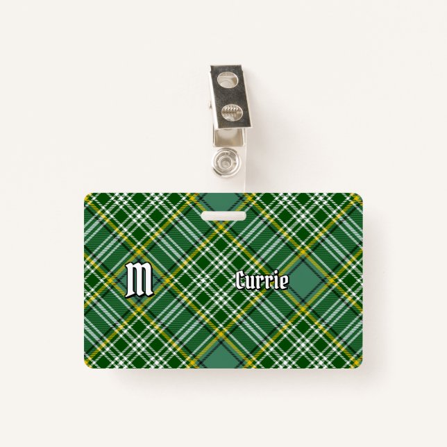 Clan Currie Tartan ID Badge (Front with Clip)