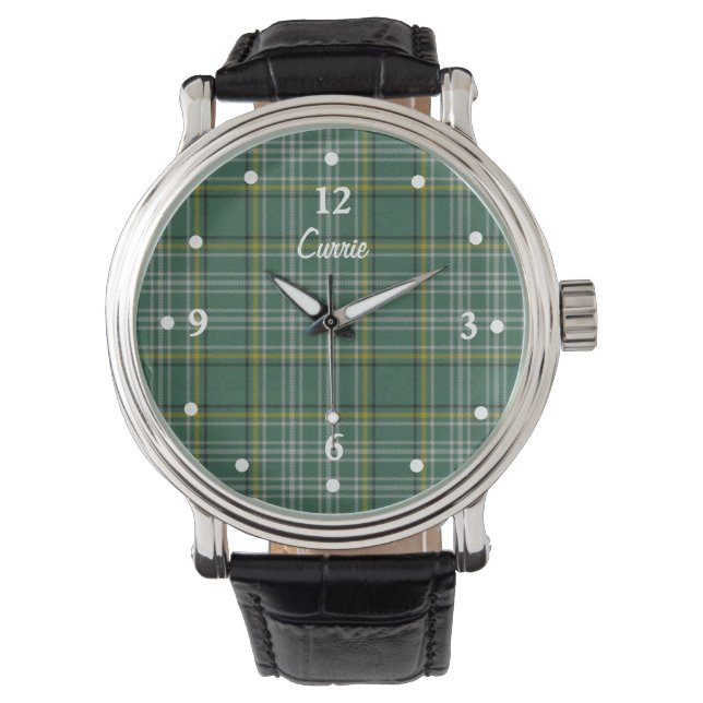 Clan Currie Tartan Plaid Faced Custom Watch (Front)