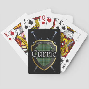 Clan Currie Tartan Shield & Swords Playing Cards
