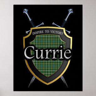 Clan Currie Tartan Shield & Swords Print
