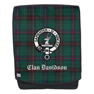 Clan Davidson Crest Badge and Tartan Backpack