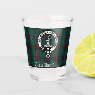 Clan Davidson Crest Badge and Tartan Customisable Shot Glass