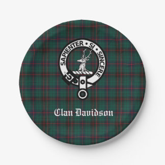 Clan Davidson Crest Badge and Tartan  Paper Plate