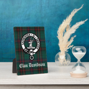 Clan Davidson Crest Badge and Tartan Tabletop Plaque