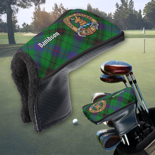 Clan Davidson Crest over Tartan Golf Head Cover (Creator Uploaded)