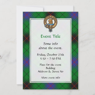 Clan Davidson Crest over Tartan Invitation