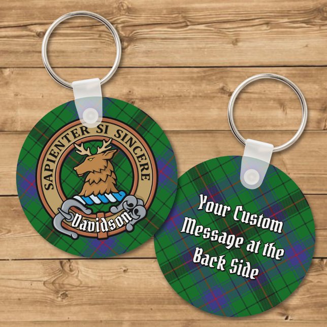 Clan Davidson Crest over Tartan Key Ring (Creator Uploaded)