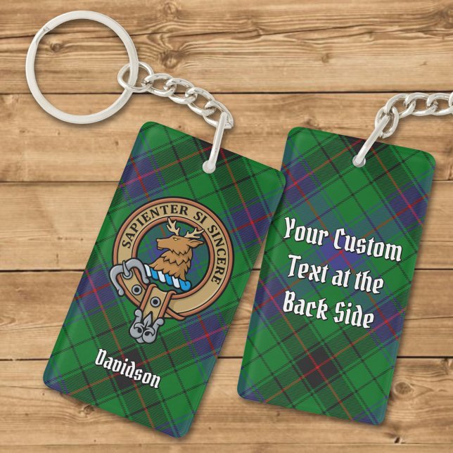 Clan Davidson Crest over Tartan Key Ring (Creator Uploaded)