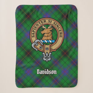 Clan Davidson Crest over Tartan Sherpa Blanket