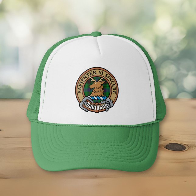 Clan Davidson Crest over Tartan Trucker Hat (Creator Uploaded)