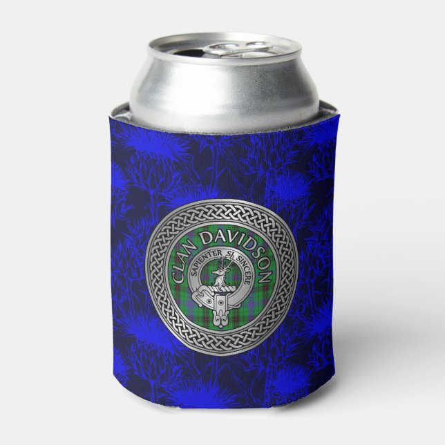 Clan Davidson Crest & Tartan Knot Can Cooler (Can Front)