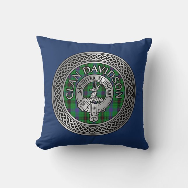 Clan Davidson Crest & Tartan Knot Cushion (Front)