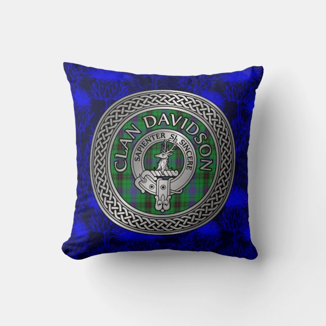 Clan Davidson Crest & Tartan Knot Cushion (Front)