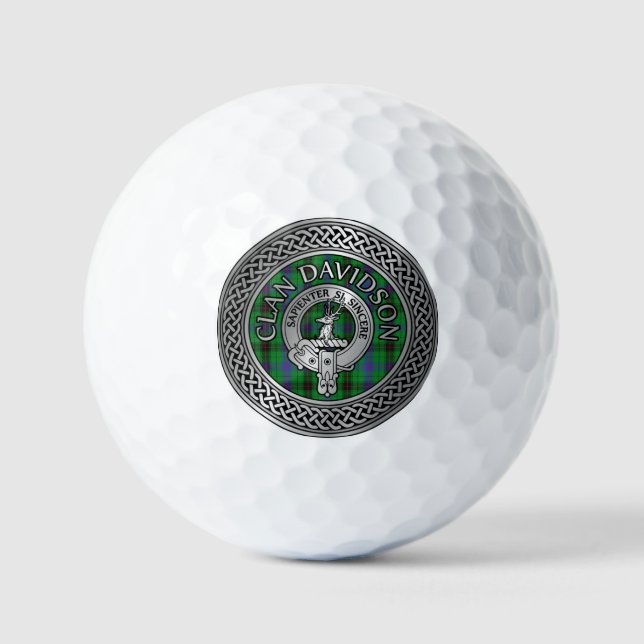 Clan Davidson Crest & Tartan Knot Golf Balls (Front)