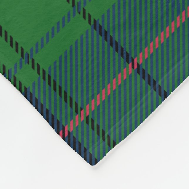 Clan Davidson Plaid Tartan Blue Green Black Check Fleece Blanket (Corner)
