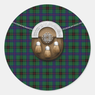 Clan Davidson Tartan And Sporran Classic Round Sticker