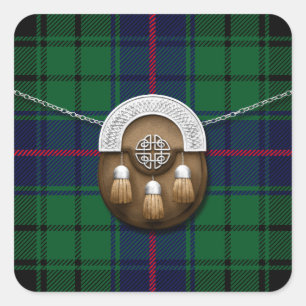 Clan Davidson Tartan And Sporran Square Sticker