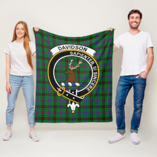 Clan Davidson Tartan Plaid Fleece Blanket