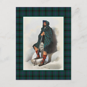 Clan Davidson Vintage Illustration Tartan Frame Postcard