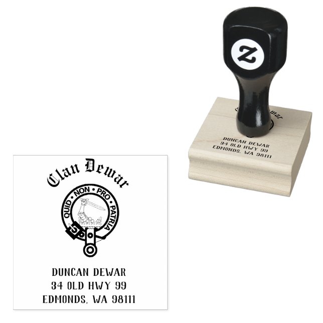 Clan Dewar Crest Badge Customisable  Rubber Stamp (Stamped)