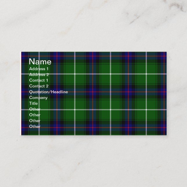 Clan Donald Macdonald Tartan Business Card (Front)