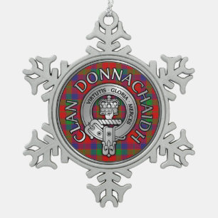 Clan Donnachaidh Crest & Tartan Snowflake Pewter Christmas Ornament