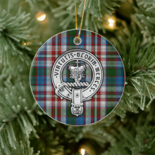 Clan Donnachaidh (Robertson) Crest & Dress Tartan Ceramic Tree Decoration