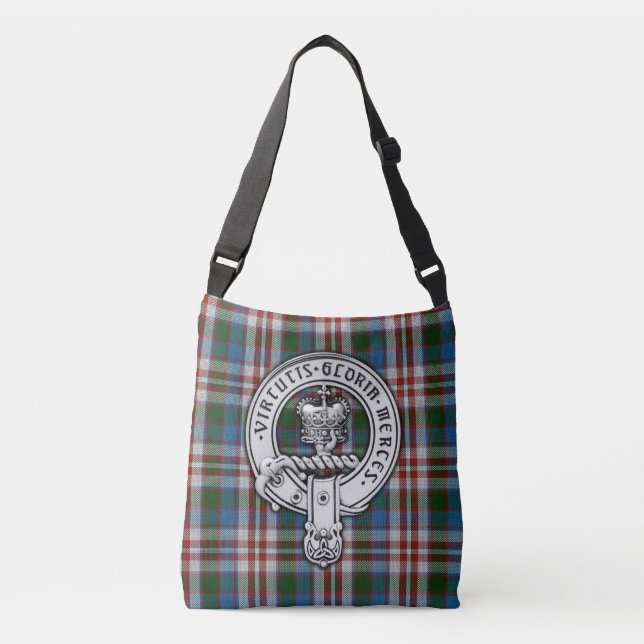 Clan Donnachaidh (Robertson) Crest & Dress Tartan Crossbody Bag (Front)