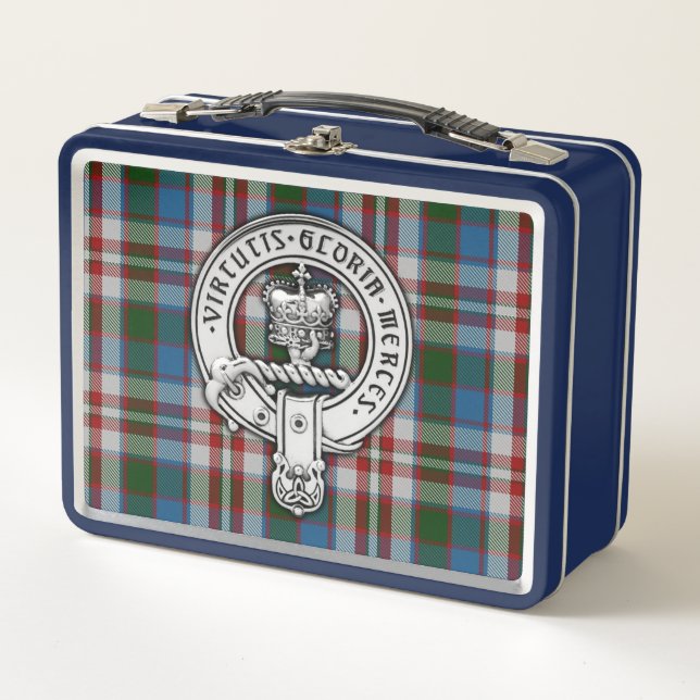 Clan Donnachaidh (Robertson) Crest & Dress Tartan Metal Lunch Box (Front)