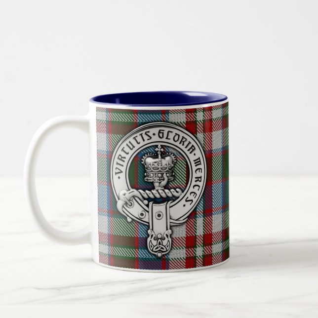 Clan Donnachaidh (Robertson) Crest & Dress Tartan Two-Tone Coffee Mug (Left)