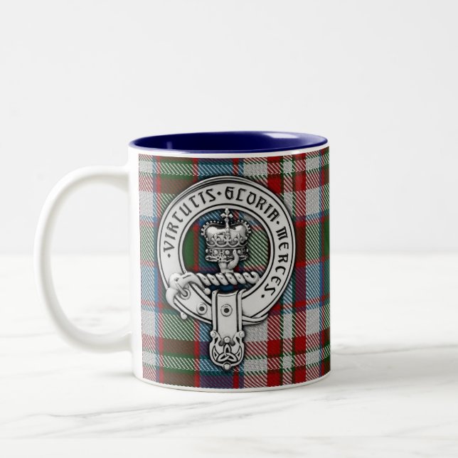 Clan Donnachaidh (Robertson) Crest & Dress Tartan Two-Tone Coffee Mug (Left)