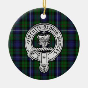 Clan Donnachaidh (Robertson) Crest /Hunting Tartan Ceramic Tree Decoration