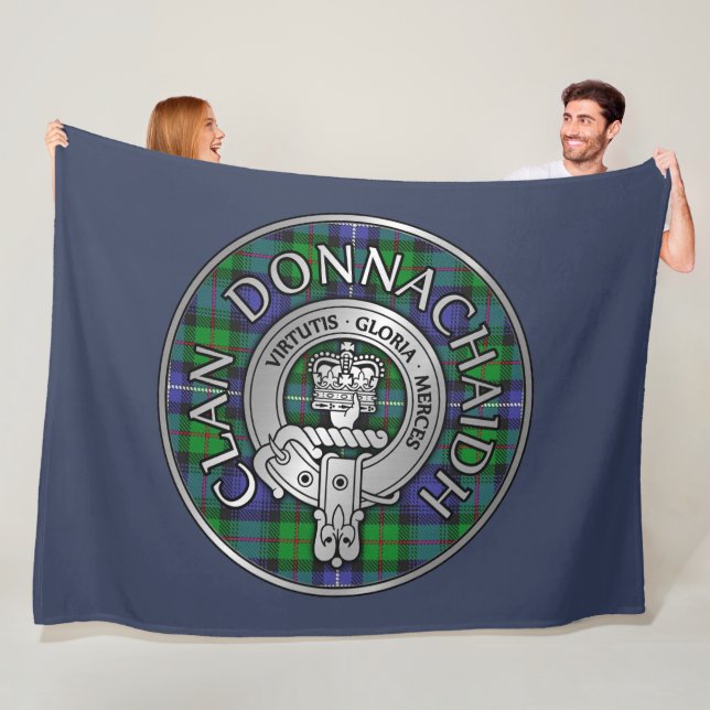 Clan Donnachaidh /Robertson Crest & Hunting Tartan Fleece Blanket (In Situ)