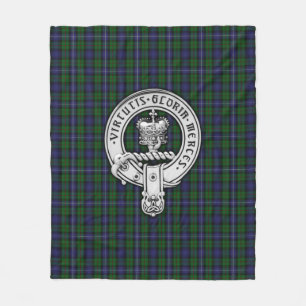 Clan Donnachaidh (Robertson) Crest /Hunting Tartan Fleece Blanket