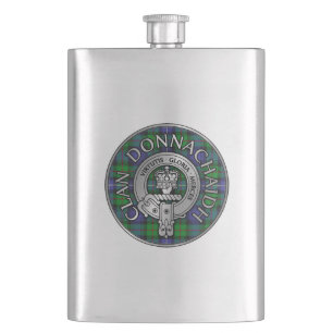 Clan Donnachaidh /Robertson Crest & Hunting Tartan Hip Flask