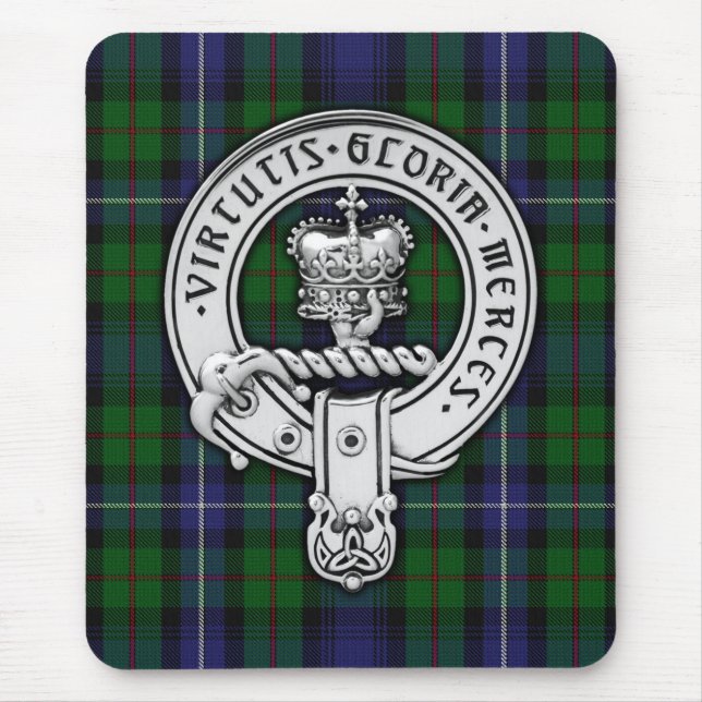 Clan Donnachaidh (Robertson) Crest /Hunting Tartan Mouse Mat (Front)