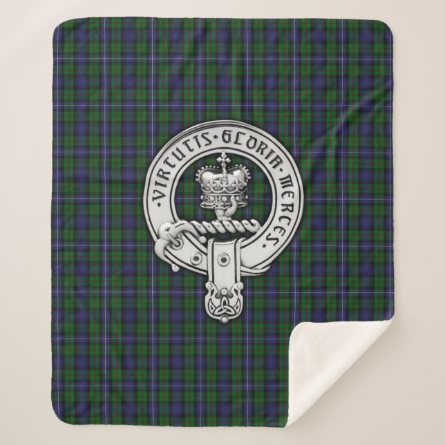 Clan Donnachaidh (Robertson) Crest /Hunting Tartan Sherpa Blanket (Front)