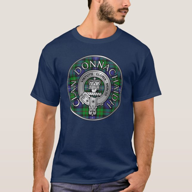Clan Donnachaidh /Robertson Crest & Hunting Tartan T-Shirt (Front)