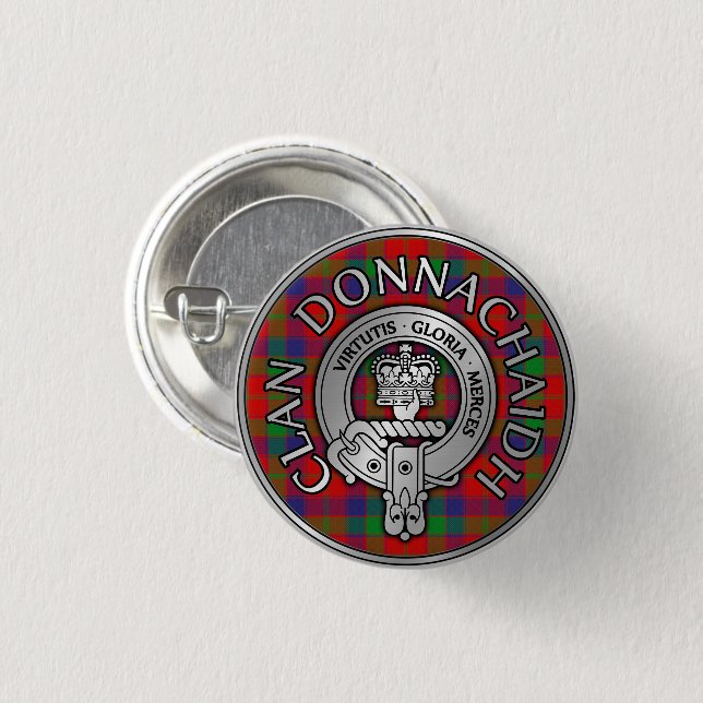 Clan Donnachaidh | Robertson Crest & Tartan 3 Cm Round Badge (Front & Back)